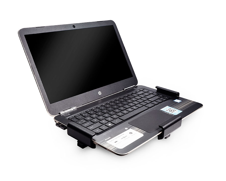 Protect large laptops with Scorpion retail display laptop security device side view
